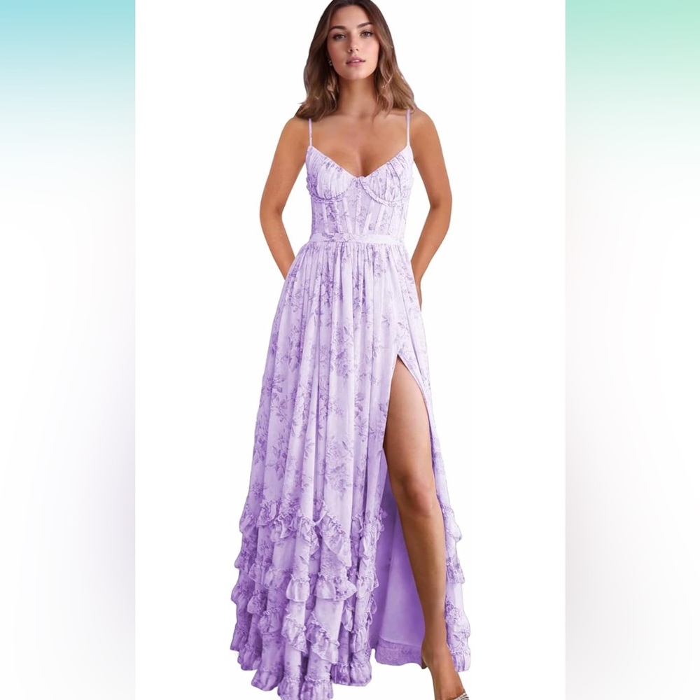 Chic Lilac Floral Maxi Dress